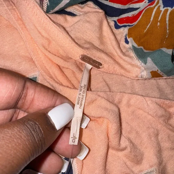 Free People Peach Floral One-Shoulder Blouse - Picture 4 of 4